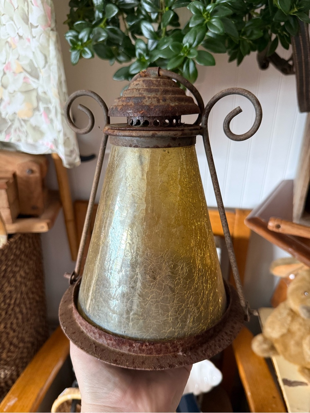 Antique Amber Mercury Glass Lantern - Picture 1 of 1